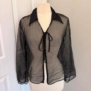 Y2K BLACK GIORGIO FIORLINI SHEER COLLECTION SHEER BLOUSE TOP